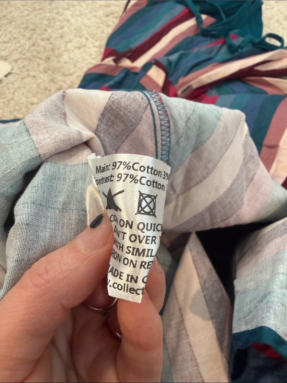 Unique Vintage Collectif Nova Paradise Teal & Pink Stripe Swing Dress - Picture 13 of 14